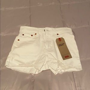 Levi’s high rise white shorts